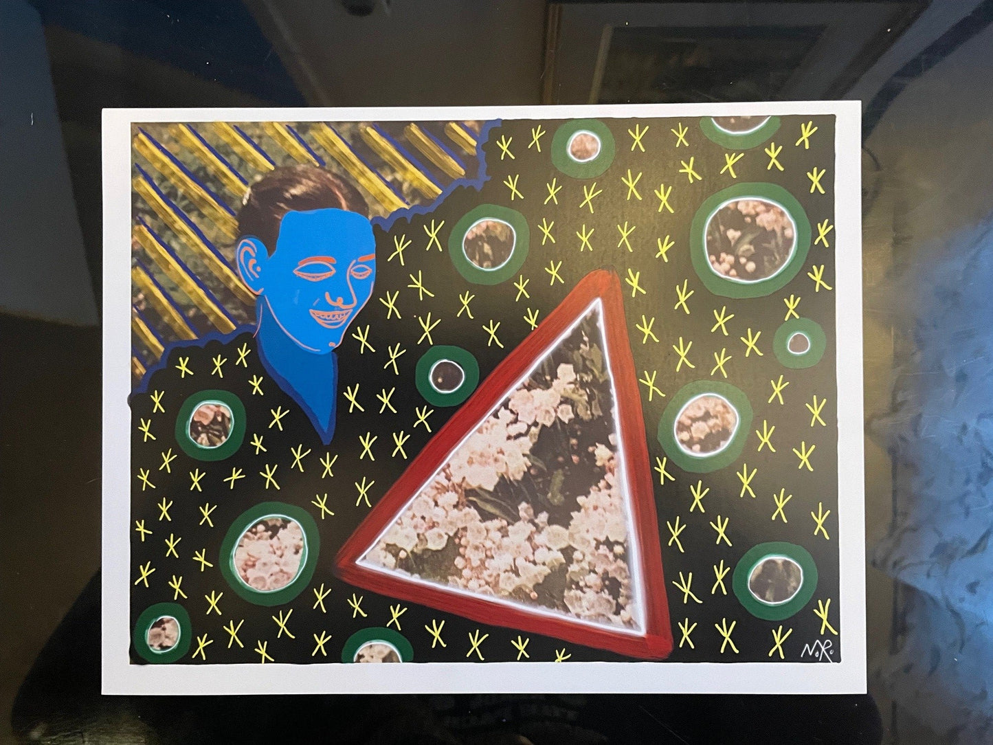 Blue woman and flowers